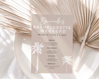Miami Bachelorette Itinerary | Bachelorette Party | Instant Download Bachelorette Party Template