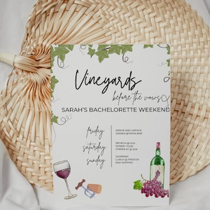 Vineyard Bachelorette Itinerary - Bachelorette Party - Instant Download Bachelorette Party - Winery Bachelorette