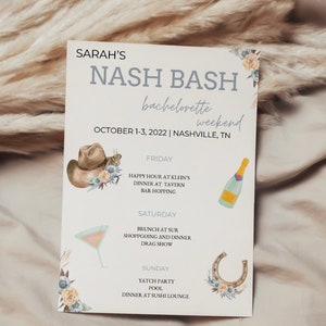 Nashville Bachelorette Itinerary - Bachelorette Party - Instant Download Bachelorette Party