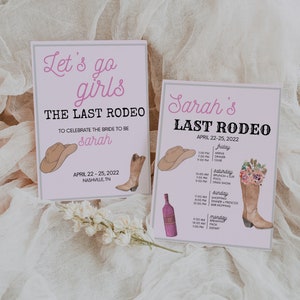 Last Rodeo Bachelorette Itinerary and Invitation Set - Nashville or Texas Bachelorette Party - Instant Download Bachelorette Party