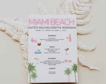 Miami Bachelorette Itinerary | Bachelorette Party | Instant Download Bachelorette Party Template