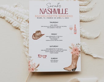 Nashville Bachelorette Itinerary | Bachelorette Party | Instant Download Bachelorette Party | Bachelorette Detail Page