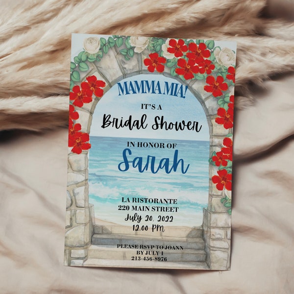 Mamma Mia Bridal Shower Invitation - Bridal Shower Invitation Template - Instant Download - Wedding Shower - bridal shower evite