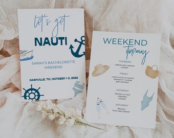 Nautical Bachelorette Itinerary | Bachelorette Party | Instant Download Bachelorette Party Template | Two Sided Template |