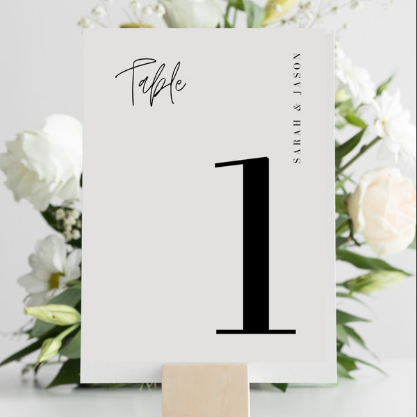 Classic Modern Wedding Table Numbers - Wedding Reception Decor - Table Decor - Modern Wedding