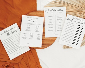 Bridal a Shower Game Pack | Editable Bridal Shower Templates | Digital Wedding Shower Games | Set of 4 Shower Games