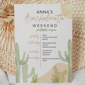 Scottsdale Bachelorette Itinerary - Bachelorette Party - Texas Bachelorette Weekend - Instant Download Bachelorette Party