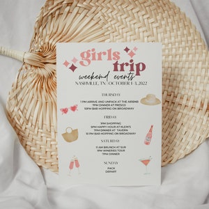 Girls Trip Itinerary Template Reunion Vacation Itinerary - Etsy