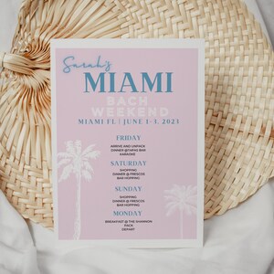 Miami Bachelorette Itinerary | Bachelorette Party | Instant Download Bachelorette Party Template