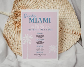 Miami Bachelorette Itinerary | Bachelorette Party | Instant Download Bachelorette Party Template