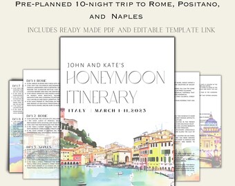 Italy Honeymoon Itinerary | Instant Download Itinerary Template | Italy Holiday Itinerary | Italy Vacation