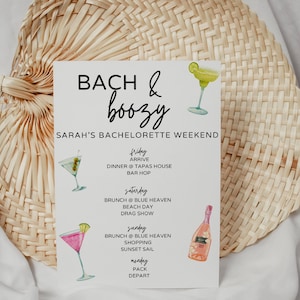 Bach and Boozy Bachelorette Itinerary - Bachelorette Party - Instant Download Bachelorette Party