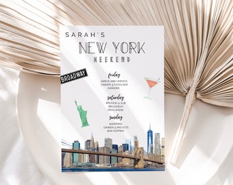 NYC Bachelorette Itinerary | Bachelorette Party | Instant Download Bachelorette Party Template | New York Itinerary