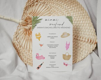 Itinéraire Miami Bachelorette | Enterrement de Vie de Jeune Fille | Modèle d'enterrement de vie de jeune fille à téléchargement instantané