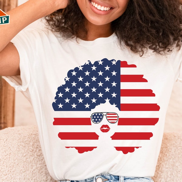 African American 4th of July svg, Fourth of July svg, Afro Woman USA Flag svg, 4th of July svg, Independence Day svg, 4th of July shirt