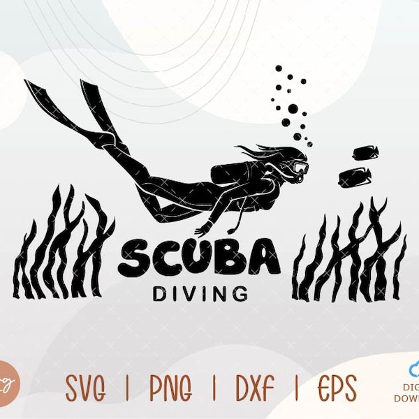 Female Scuba Diver svg, Girl Diving svg, Underwater Scuba Diving Shirt Design Vector, Scuba Diving Gift