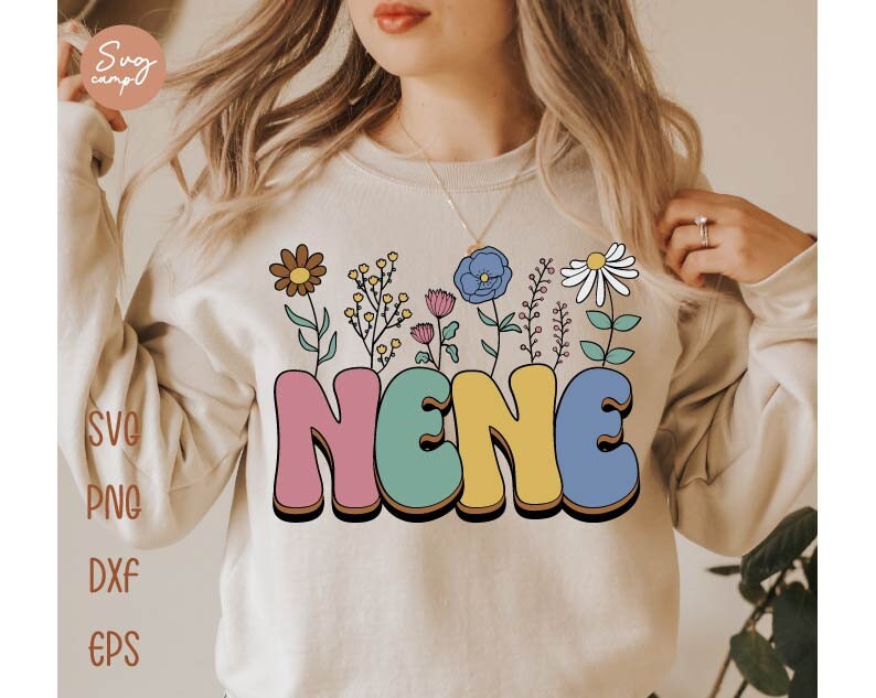 Nene Flowers Svg Retro Mothers Day Svg Nene Floral Svg - Etsy