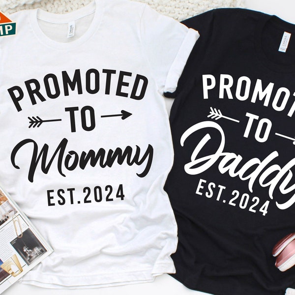 Promoted to Daddy Svg, Promoted to Mommy Svg, First Time Daddy, Promoted to 2024, New Parents Gift, First Time Mommy, New Parents Shirt Svg