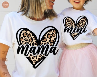 Mama Mini Leopard Heart Png Mother's Day Svg Leopard - Etsy