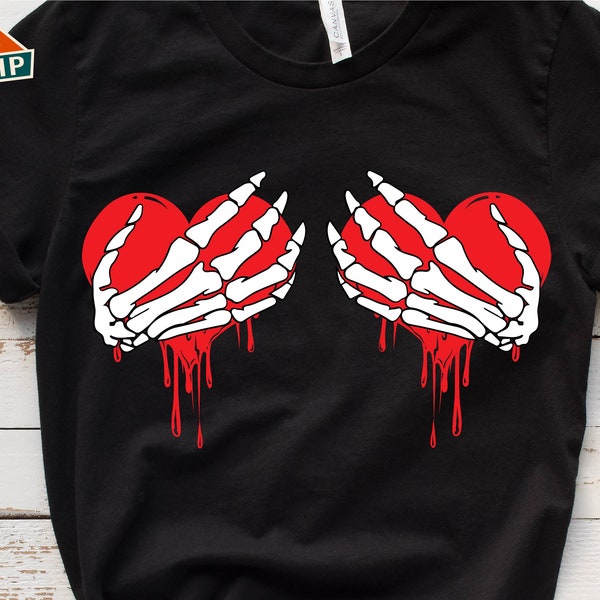 Valentine Skeleton Hands Hearts svg, Blood Heart Dripping Svg, Funny Valentine Day Svg, Venlentine Heart Svg, Valentine Shirt Svg