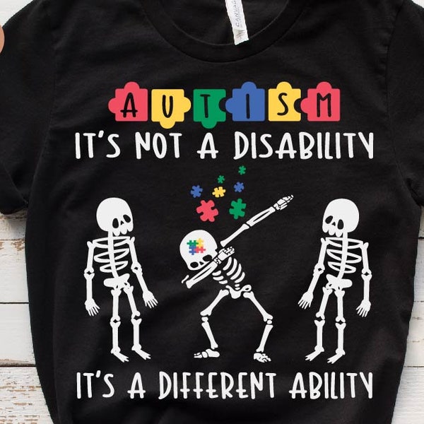 Autism its not a disability its a different ability svg, Autism awareness svg, Autism svg, Skeleton Autism Puzzles PNG, Autism decal svg