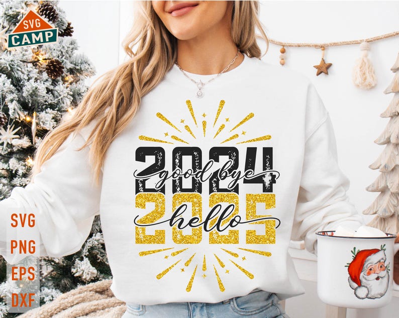 Au revoir 2024 Bonjour 2025 SVG, Bonjour 2025 SVG, Bonne année 2025 SVG
