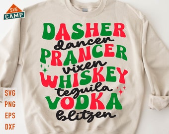 Dasher Dancer Prancer Vixen Vino Prosecco Tequila Blitzen' Crewneck | – Joy Lab Collective - View #8