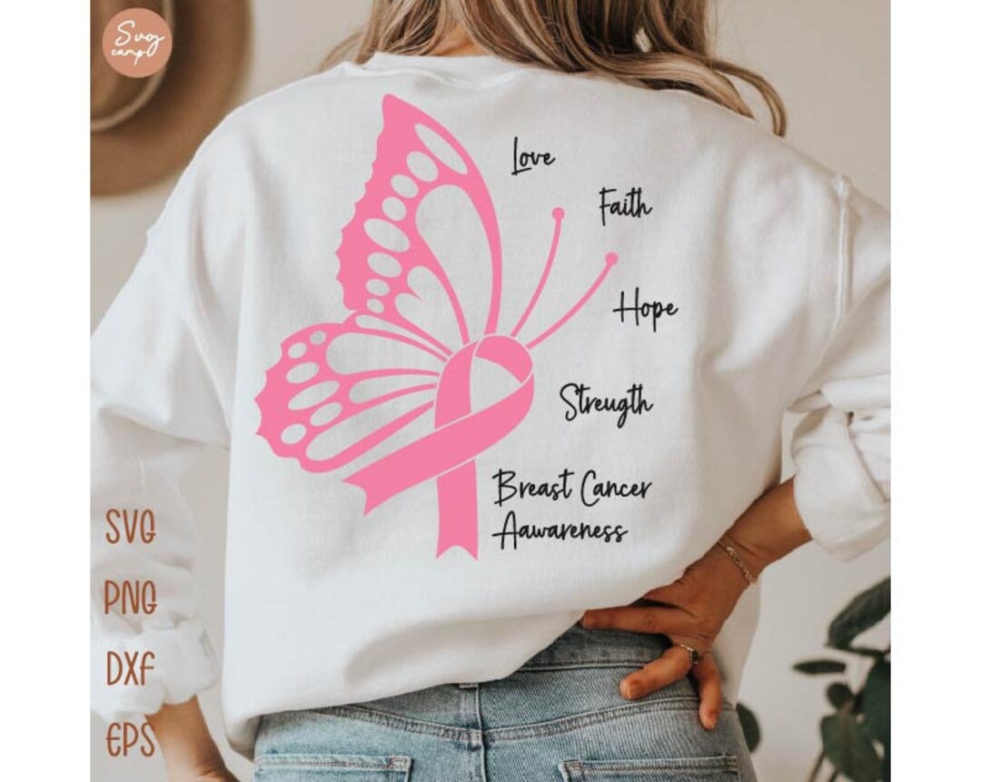 Breast Cancer Svg, Butterfly Ribbon Svg, Cancer Ribbon Svg, Cancer Svg