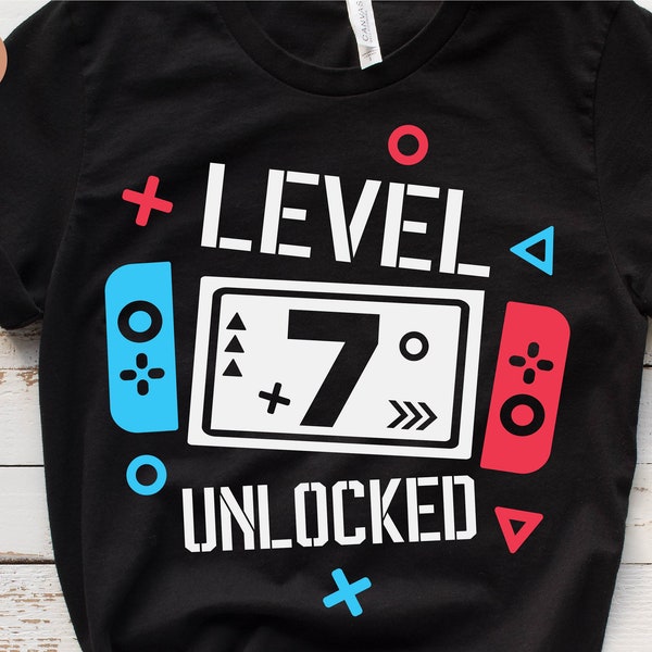 Level 7 Unlocked Birthday Svg, 7th Birthday Boy Gamer Svg, 7 years Old Gamer Shirt Svg, Funny Kids Gamer Svg Digital File For Cricut &Png