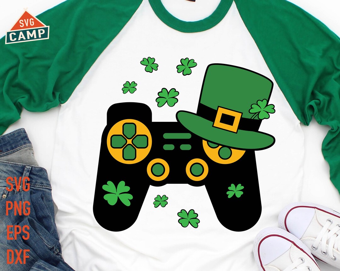 St Patrick Day Video Game Svg, Shamrock Gamer Svg, Kids St Patricks Svg