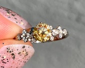Real 1 Carat Light Yellow Moissanite (6.5mm), 925 Sterling Silver Setting