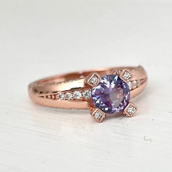 Alexandrite and 12K Rose Gold Vermeil Ring. Changes colour *Clearance 50% off*