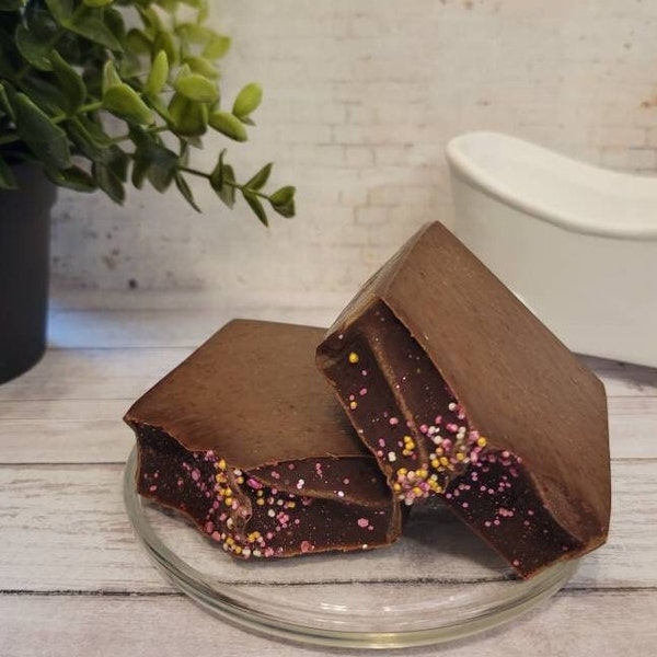 Chocolate Ganache Cold Process Body Soap Bar with Cocoa Butter (Vegan) (4.5 oz) Handmade