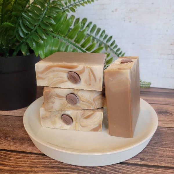 Caramel Coffee Cold Process Body Soap Bar  (Vegan) (4.5 oz) Handmade