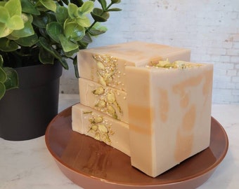 Apricot Freesia Cold Process Body Soap Bar  (Vegan) (4.5 oz) Handmade Small Batch Hand Poured