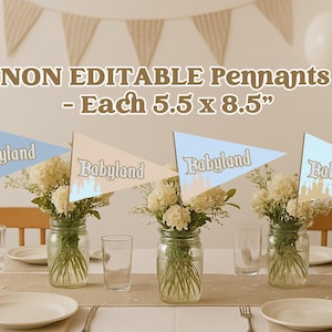 Blue Babyland Pennants | Baby shower Decor | Disneyland Flags | Happiest Baby Shower on Earth | INSTANT DOWNLOAD