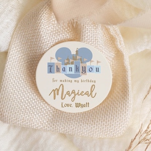 Disneyland Circular Thank You Tag | Happiest Birthday on Earth | Blue Disney Favor Tag | Happiest Place on Earth | Boy Birthday Party