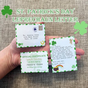 Customizable Leprechaun Letter and Leprechaun Trap Certificate | St. Patrick's Day | Editable PDF | Instant Download