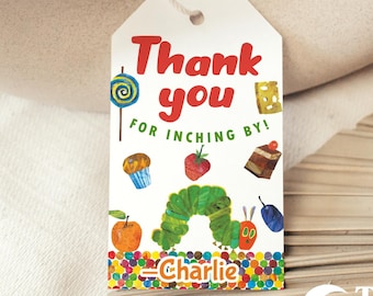 Hungry Caterpillar Thank You Tag | Favor Tag  | Birthday Thank You | Editable Template