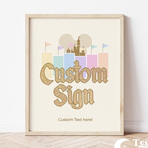 Disneyland Pastel Rainbow Custom Sign, Baby Shower Sign, Birthday Sign, Digital Download, Minimalist Modern