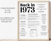 1973 Birthday Trivia Sign | 51st Birthday Trivia | 51st Birthday Present | Birthday Party Sign | Digital Printable |  Instant Download CV1