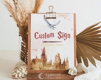 Wizard Custom Party Sign | Presents, Food Sign | Party Sign | Customizable | Owls | Train  | Magical Wizards Witches | Editable Template