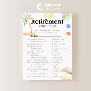 Fun Retirement Retiree Party Games | Modern Retro | Candy Match Trivia | Fun Retirement Party Games | Retirement is Sweet | Work place games