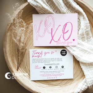 Saint-Valentin XOXO Small Business Merci d’insérer | Carte de remerciement modifiable Heart Small Business | Notice | Téléchargement numérique