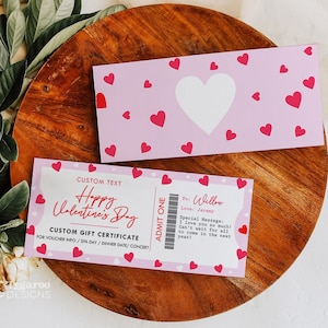Herzen Valentinstag Event Ticket, Geschenkgutschein Vorlage | Für Ihn | Für Sie | DIY Konzertticket | Individualisierbare | Einzigartiges Geschenk