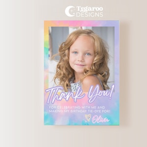 obrigado da tintura do laço você cartão de <br> Entrega Rápida? Menina adolescente | Aniversário entre adolescentes | Retrô dos anos 90 | Brilho Dourado | Pastel arco-íris | Presente de aniversário, obrigado