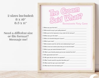 EDITABLE Dolly Doll Pink The Groom Said What Game |  Lets Go Party | Bachelorette Party, Bridal Shower Game Template | Printable Template