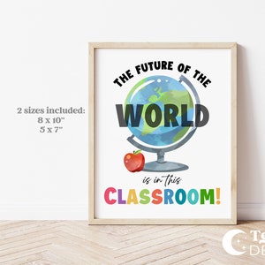 The Future Of The World Is In This Classroom | Classroom Decor | Classroom Poster Art | Printable | Teacher Motivational | Instant Download