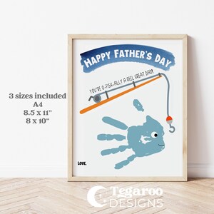 Visserij-reel Grote Papa Vaderdag Cadeau Aanwezig | Natuurliefhebber papa handafdruk Voetafdruk DIY Craft | Van kinderen, peuter | Digitaal afdrukbaar