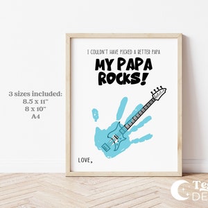 My Papa Rocks Father&#39;s Day Gift Present | Hand Print Art DIY Craft | Papa Birthday Gift Present | From child children son daughter